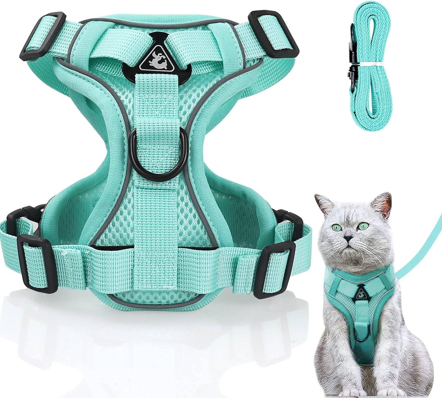 Harnais réglable pour Chat - Anti-éclatement Vert Menthe - L