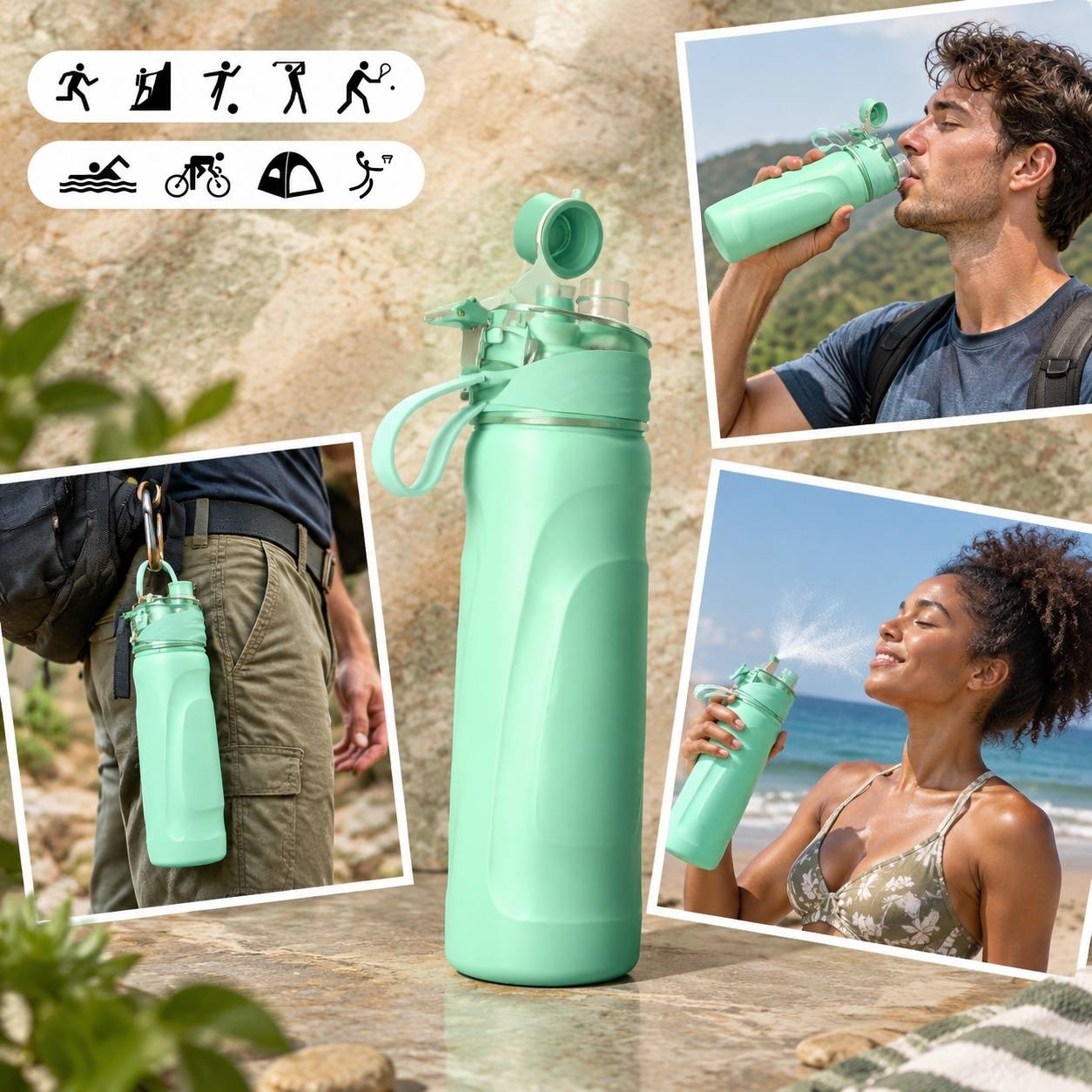 Bouteille Isotherme Acier Inoxydable Double Parhal à Buse Spray Intégrée Hydratation Sport Outdoor - Image 6