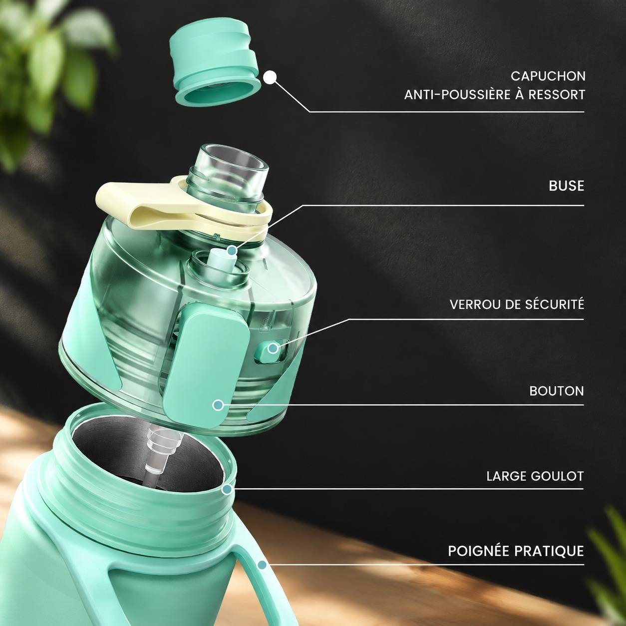 Bouteille Isotherme Acier Inoxydable Double Parhal à Buse Spray Intégrée Hydratation Sport Outdoor - Image 3