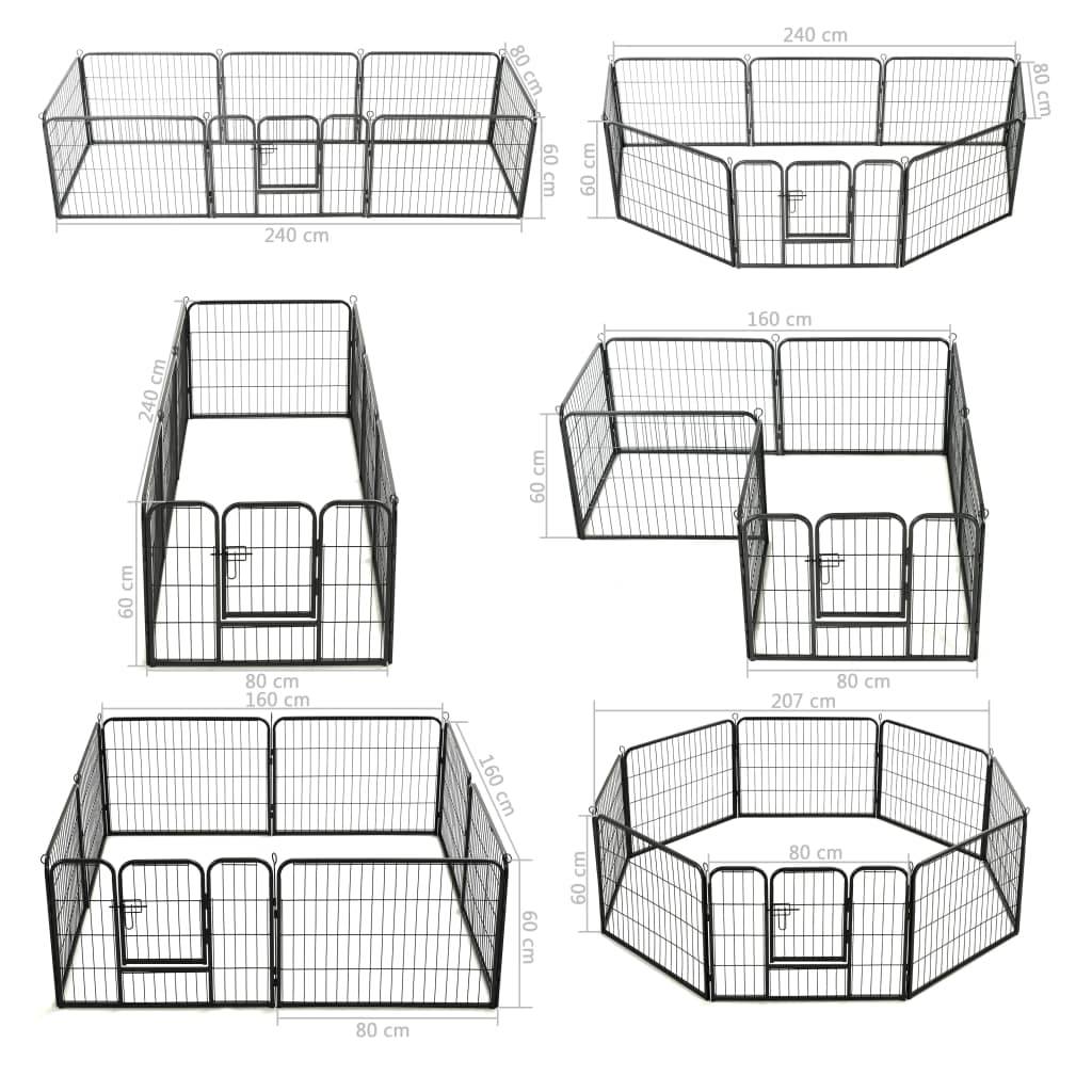 Helloshop26 - Parc pour chiens 8 panneaux acier 60 x 80 cm enclos pour chiens noir - Image 7