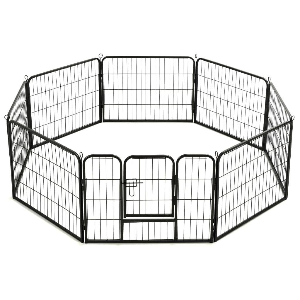 Helloshop26 - Parc pour chiens 8 panneaux acier 60 x 80 cm enclos pour chiens noir - Image 4