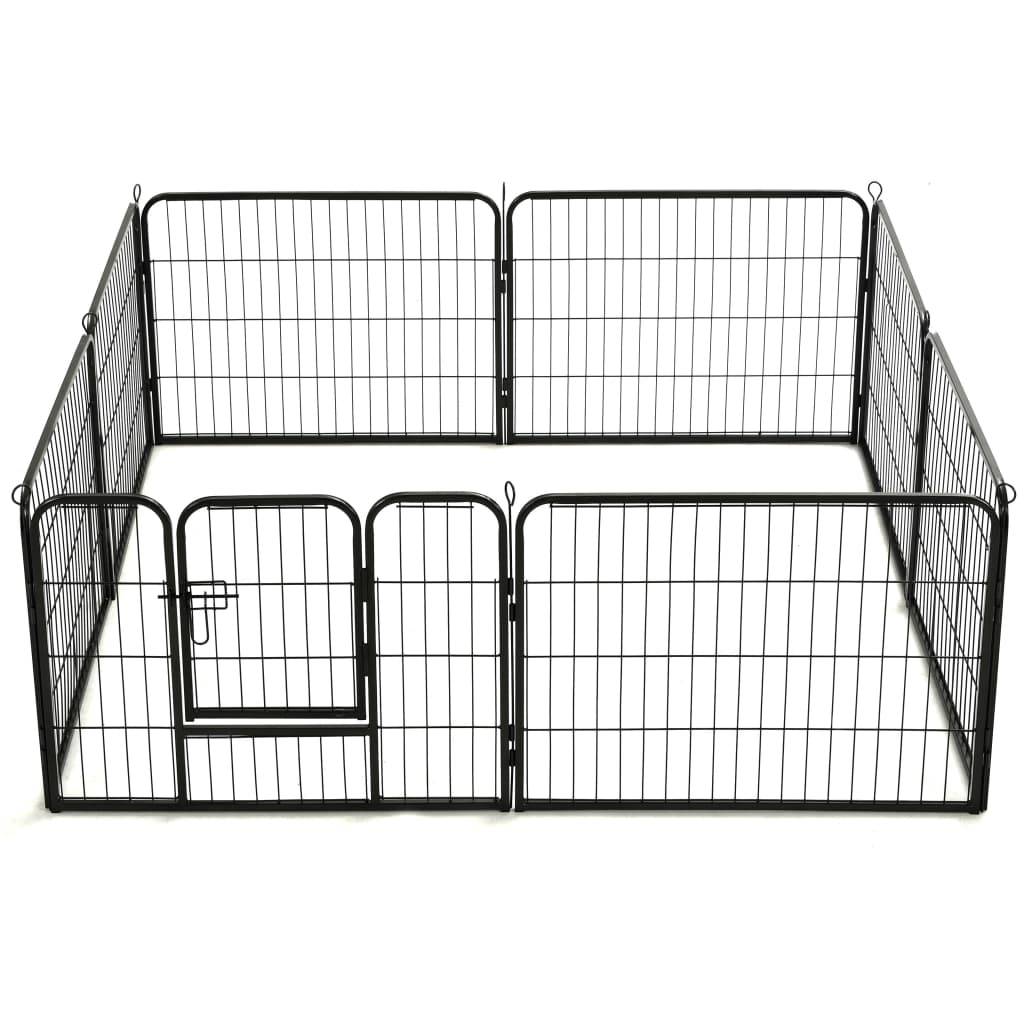 Helloshop26 - Parc pour chiens 8 panneaux acier 60 x 80 cm enclos pour chiens noir - Image 5
