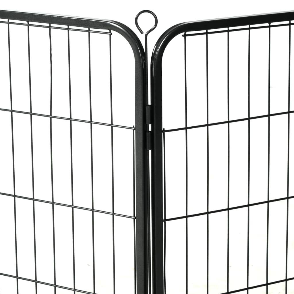 Helloshop26 - Parc pour chiens 8 panneaux acier 60 x 80 cm enclos pour chiens noir - Image 6