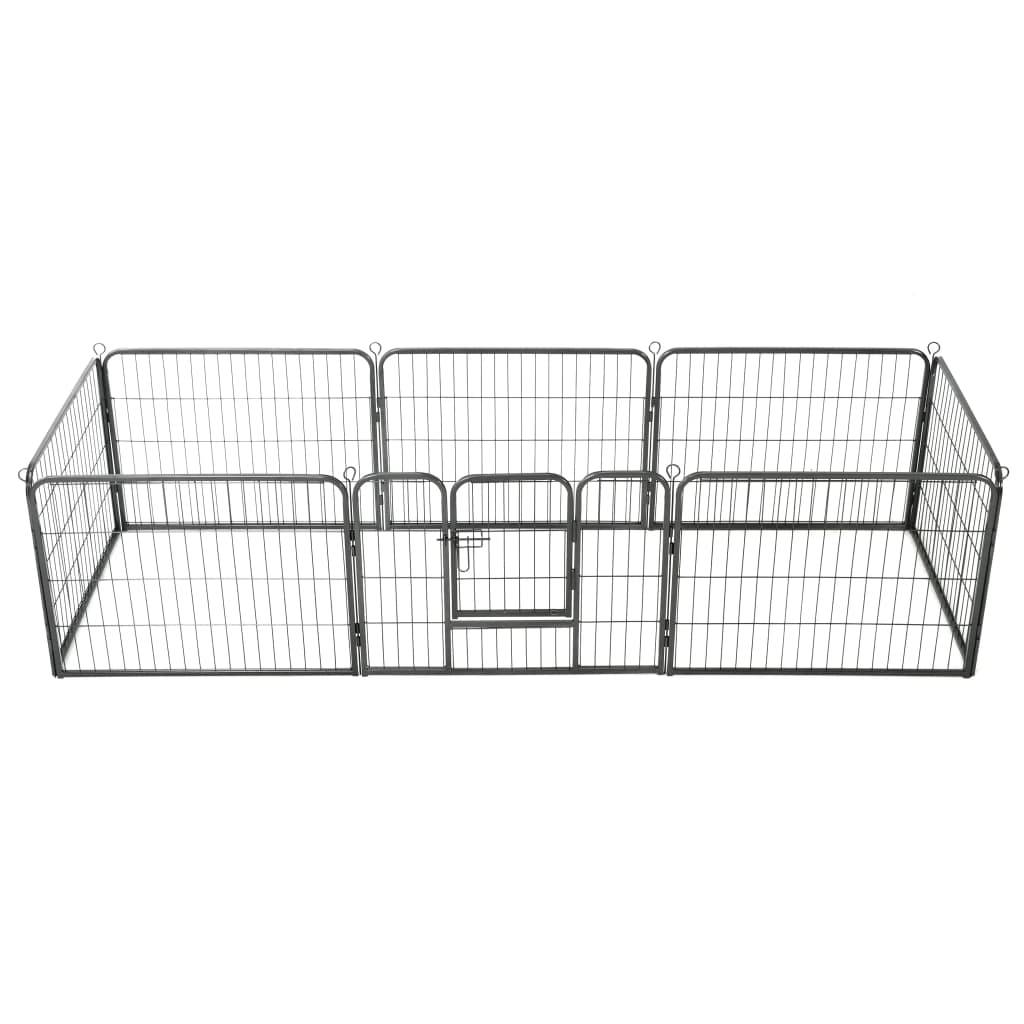 Helloshop26 - Parc pour chiens 8 panneaux acier 60 x 80 cm enclos pour chiens noir - Image 2