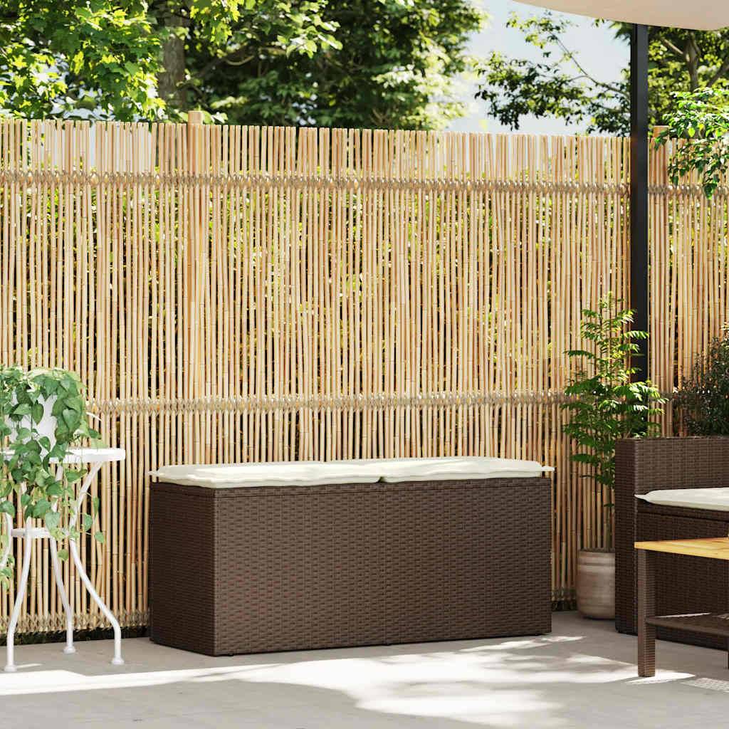 Banc de jardin - Banc Extérieur - Banquette avec coussin marron 110x40x44 cm résine tressée - Image 1
