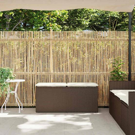 Banc de jardin - Banc Extérieur - Banquette avec coussin marron 110x40x44 cm résine tressée - Image 3