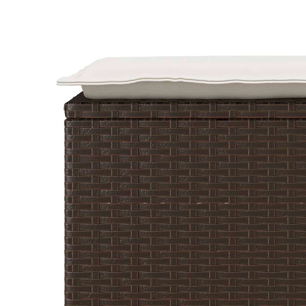 Banc de jardin - Banc Extérieur - Banquette avec coussin marron 110x40x44 cm résine tressée - Image 7