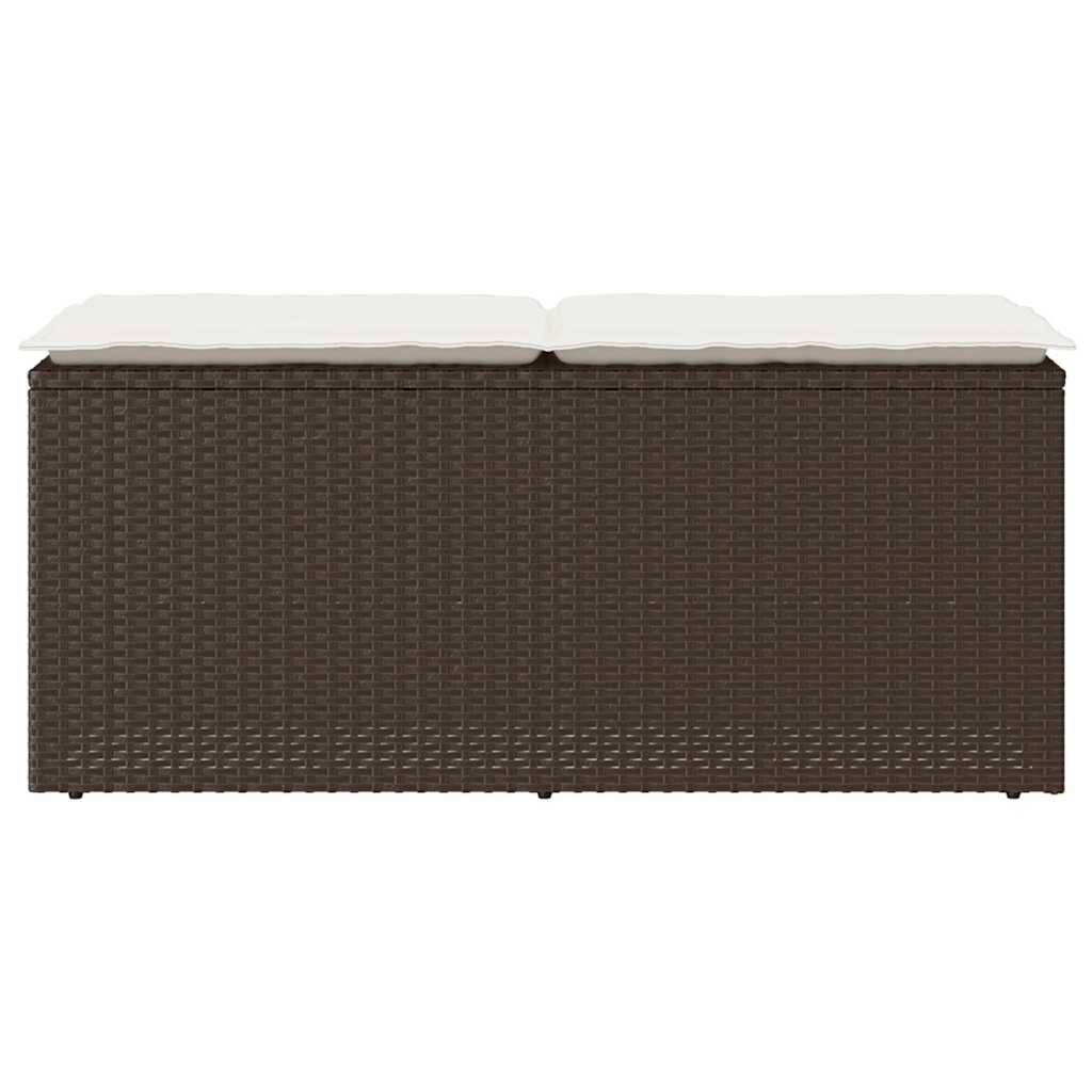 Banc de jardin - Banc Extérieur - Banquette avec coussin marron 110x40x44 cm résine tressée - Image 4