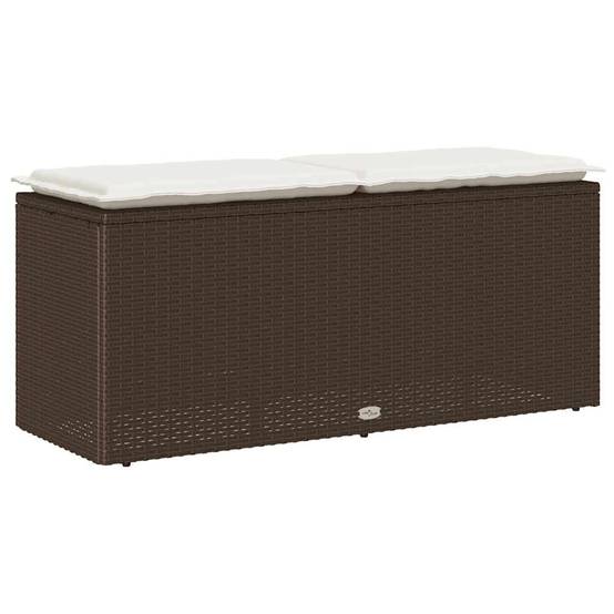 Banc de jardin - Banc Extérieur - Banquette avec coussin marron 110x40x44 cm résine tressée - Image 6