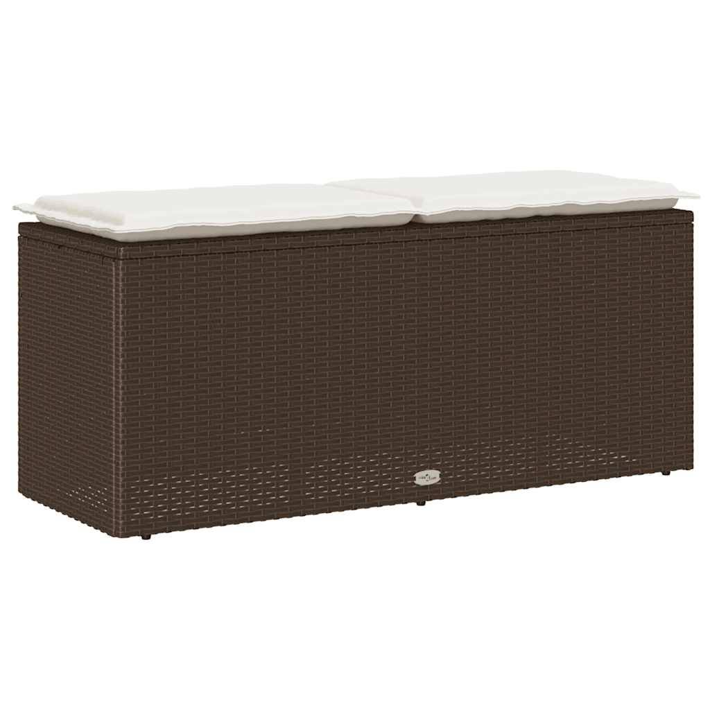 Banc de jardin - Banc Extérieur - Banquette avec coussin marron 110x40x44 cm résine tressée - Image 6