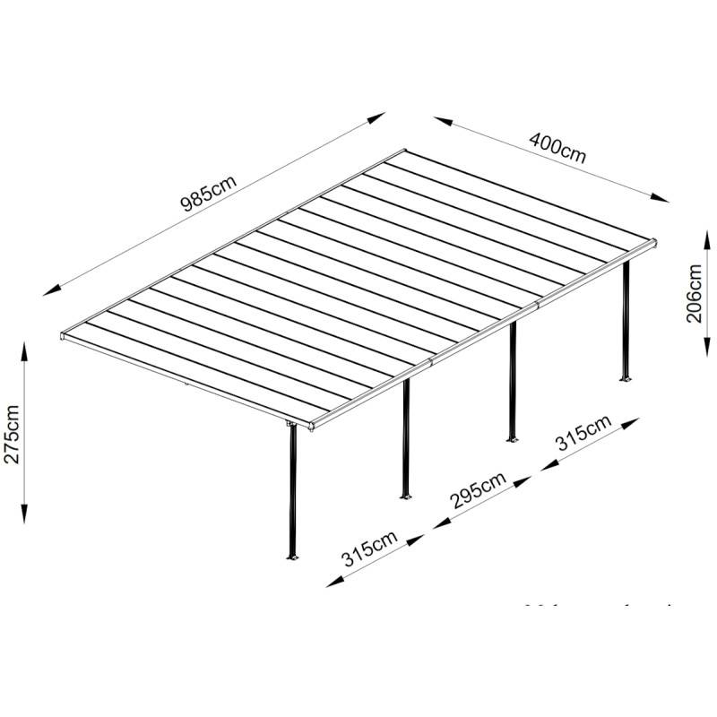 X-Metal - Pergola adossée aluminium blanc 32 m² toiture polycarbonate 8mm X-Metal - Image 4