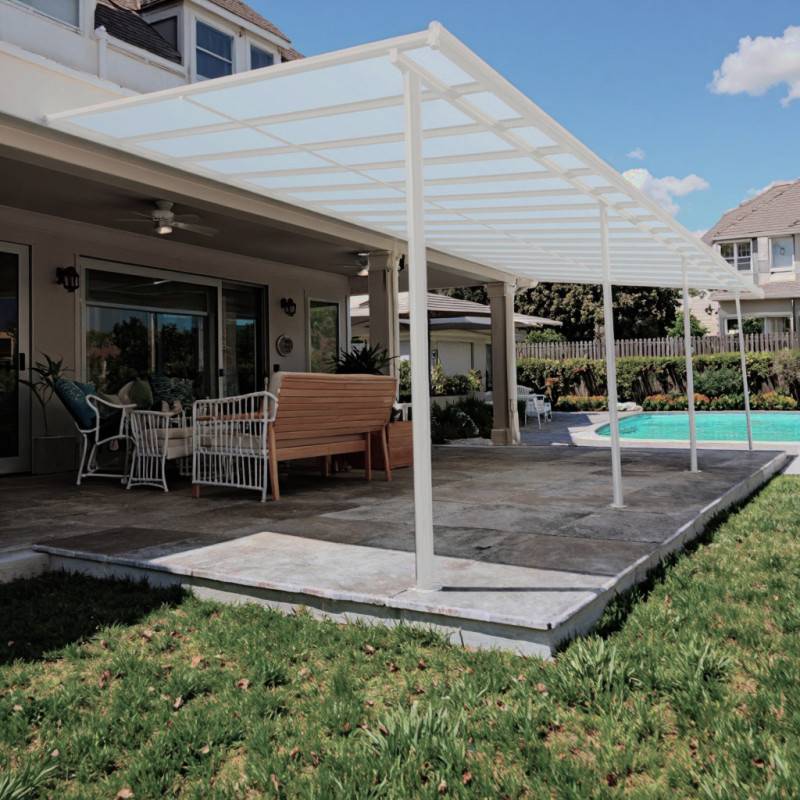 X-Metal - Pergola adossée aluminium blanc 32 m² toiture polycarbonate 8mm X-Metal - Image 5