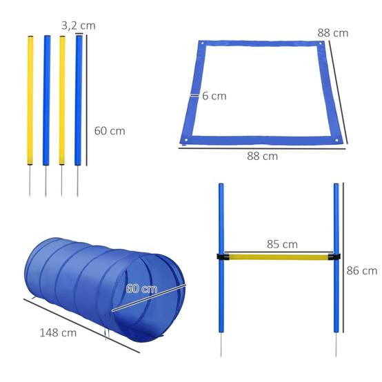 Kit Agility Chien Polyester Parcours Obstacles Réglable 5 Pièces Jaune - ComfortXL Outdoor Living - Image 3