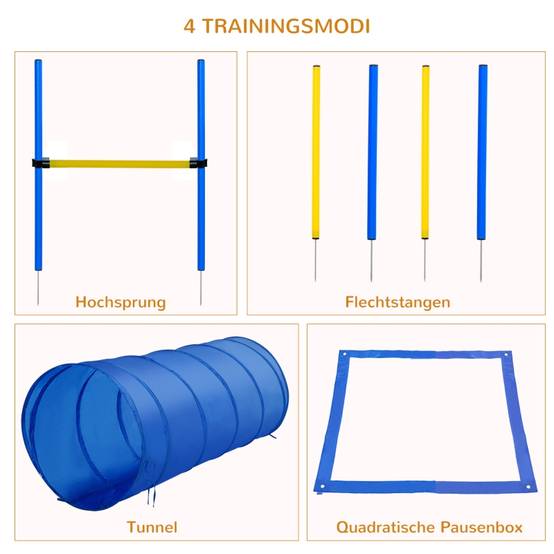 Kit Agility Chien Polyester Parcours Obstacles Réglable 5 Pièces Jaune - ComfortXL Outdoor Living - Image 4