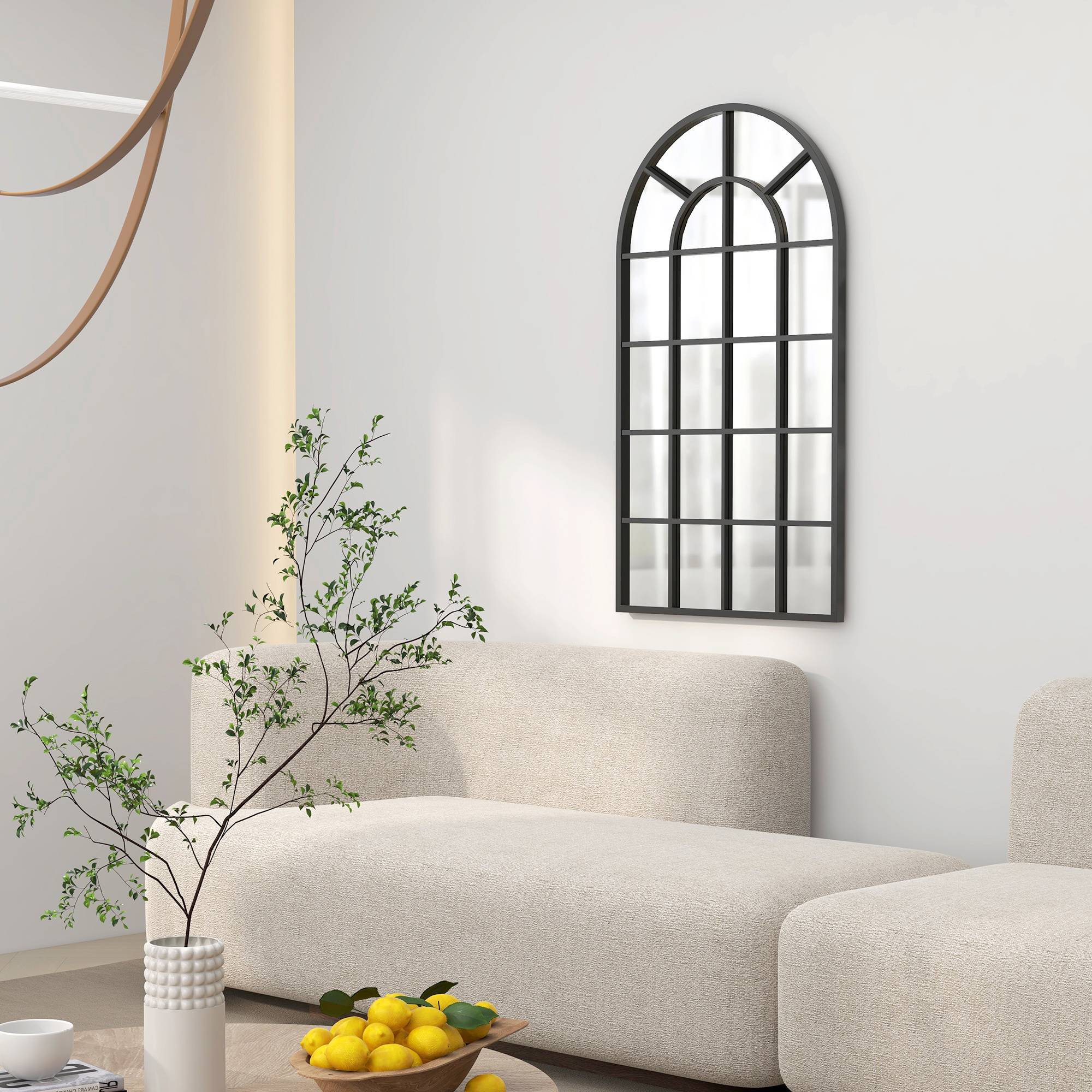 Sans Marque - Miroir verrière arche style industriel fenêtre arcade métal 110x65 cm noir - Image 3