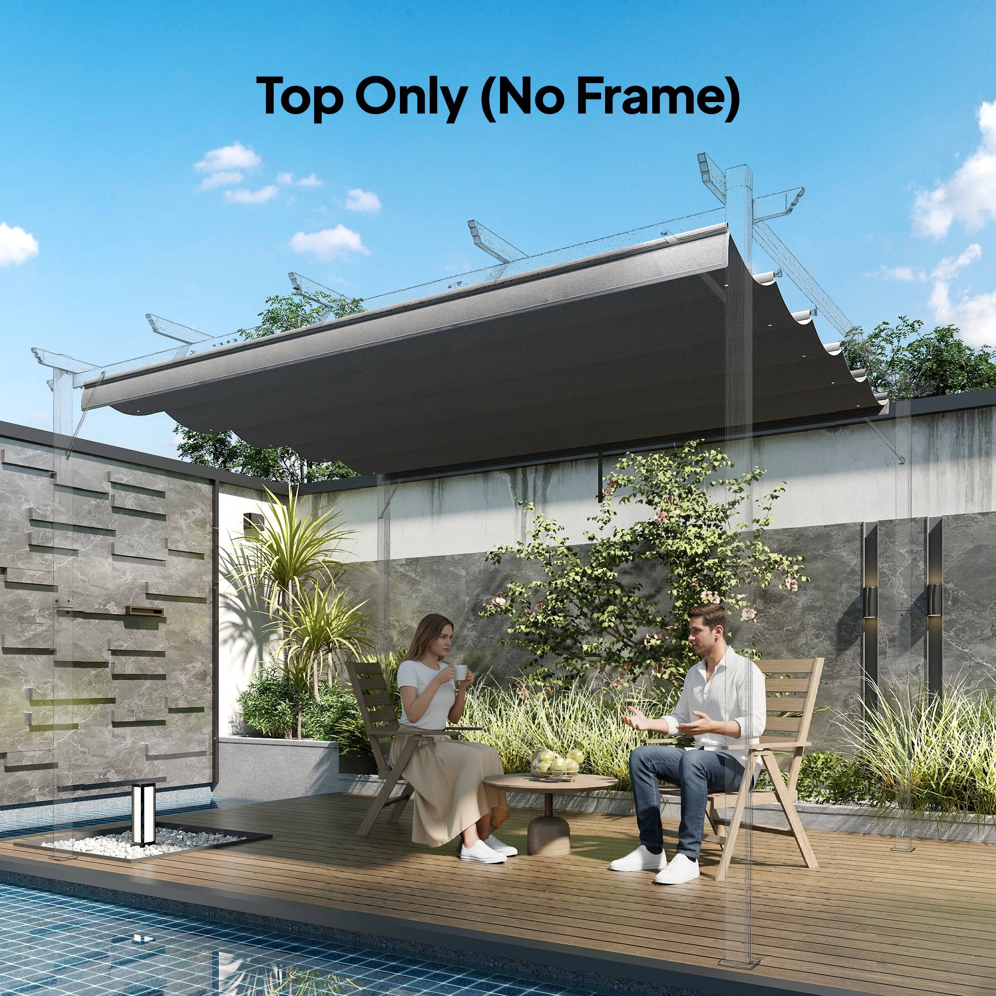 Outsunny - Toile de toit 4x3m pour pergola tonnelle rétractable gris clair - Outsunny - Image 2