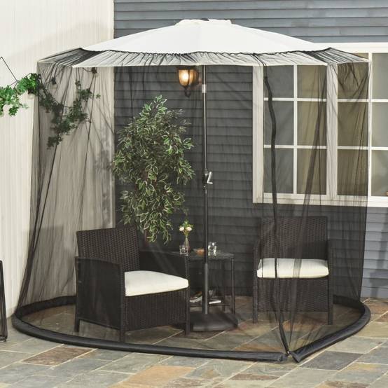 Moustiquaire parasol jardin tissu Oxford protection insectes Ø3xH2,3m noir - ComfortXL Outdoor Living - Image 1