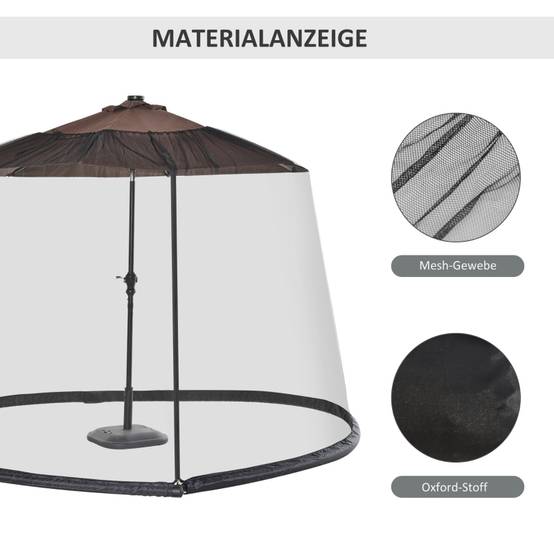 Moustiquaire parasol jardin tissu Oxford protection insectes Ø3xH2,3m noir - ComfortXL Outdoor Living - Image 5