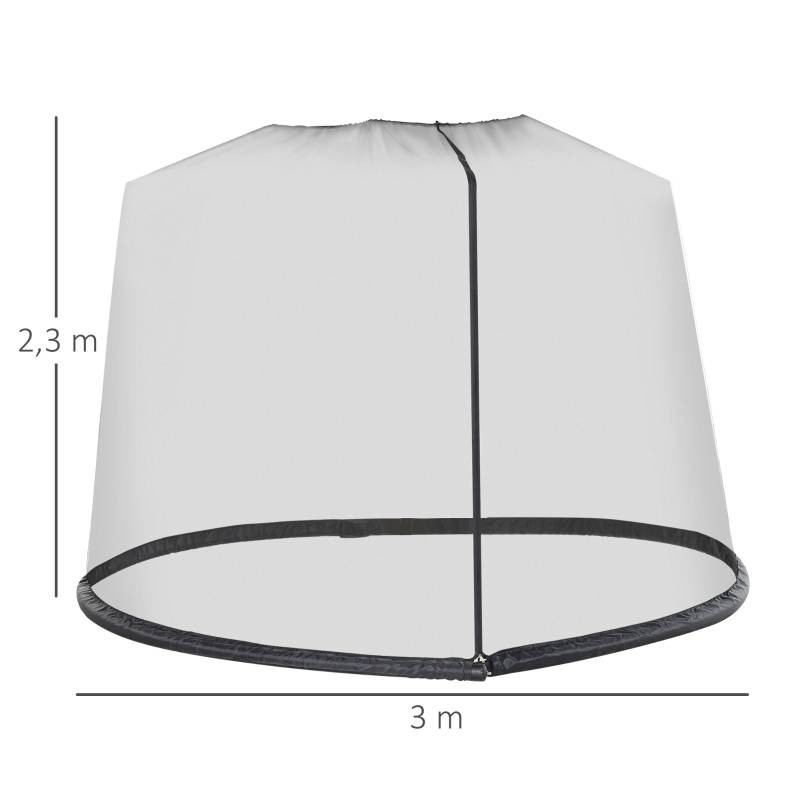 Moustiquaire parasol jardin tissu Oxford protection insectes Ø3xH2,3m noir - ComfortXL Outdoor Living - Image 3