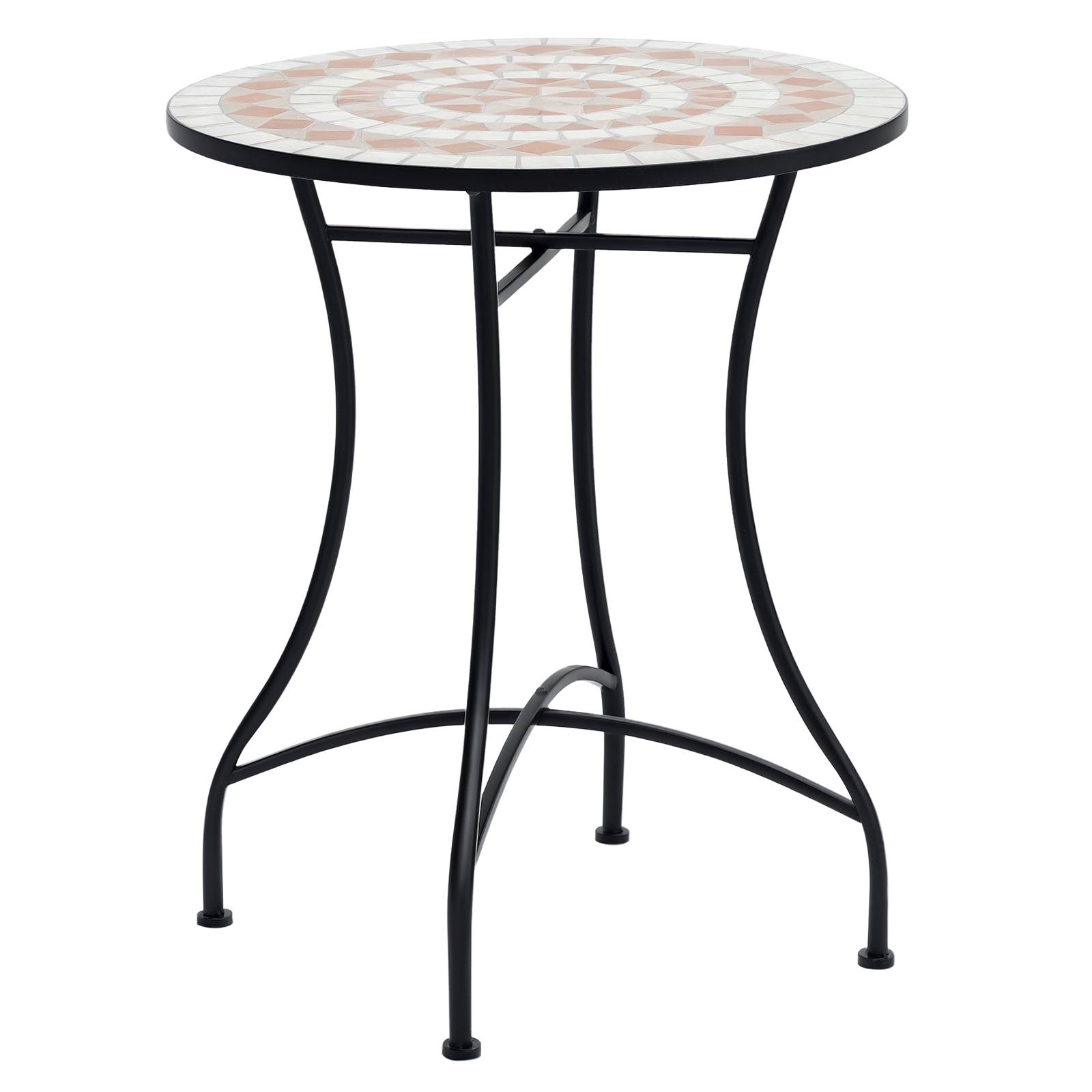 Table de jardin ronde en mosaïque de céramique pour terrasse ou balcon, Φ60x71cm - Image 1