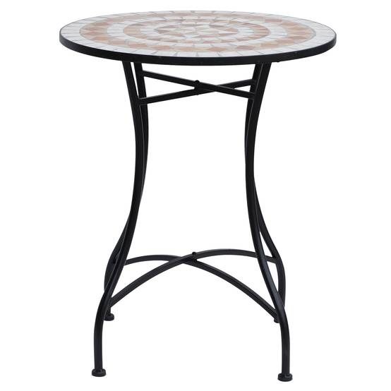 Table de jardin ronde en mosaïque de céramique pour terrasse ou balcon, Φ60x71cm - Image 2