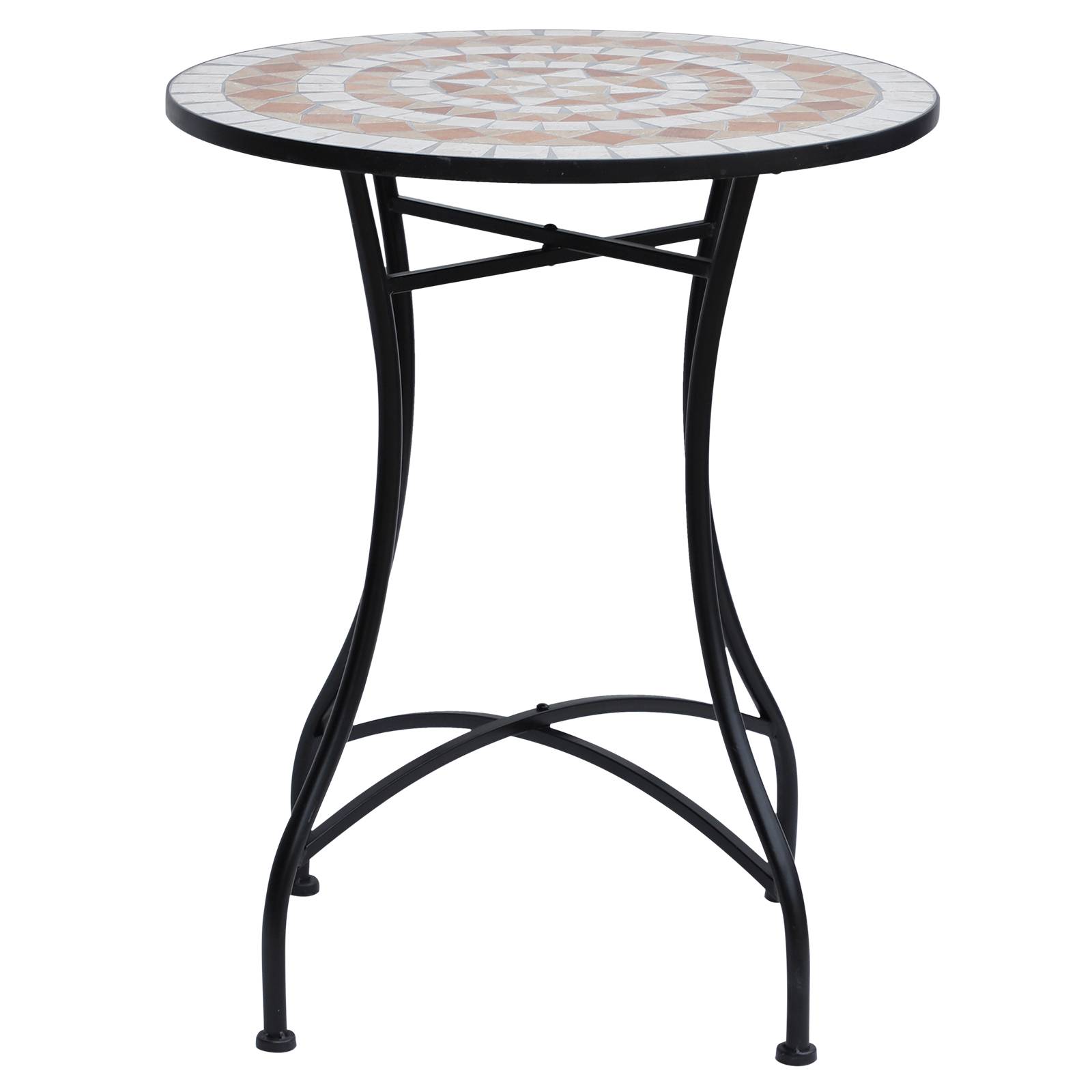 Table de jardin ronde en mosaïque de céramique pour terrasse ou balcon, Φ60x71cm - Image 2