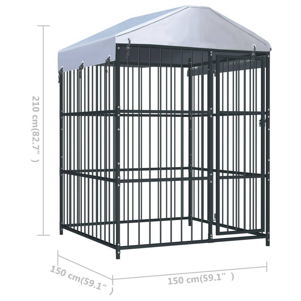 Helloshop26 - Chenil extérieur cage enclos parc animaux chien d'extérieur avec toit pour chiens 150 x 150 x 210 cm - Image 6