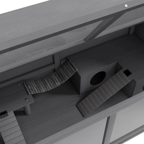 Cage Hamster Bois 100cm Habitat Rongeur Équipé Toit Ouvrant Gris Foncé - ComfortXL Pet Living - Image 8