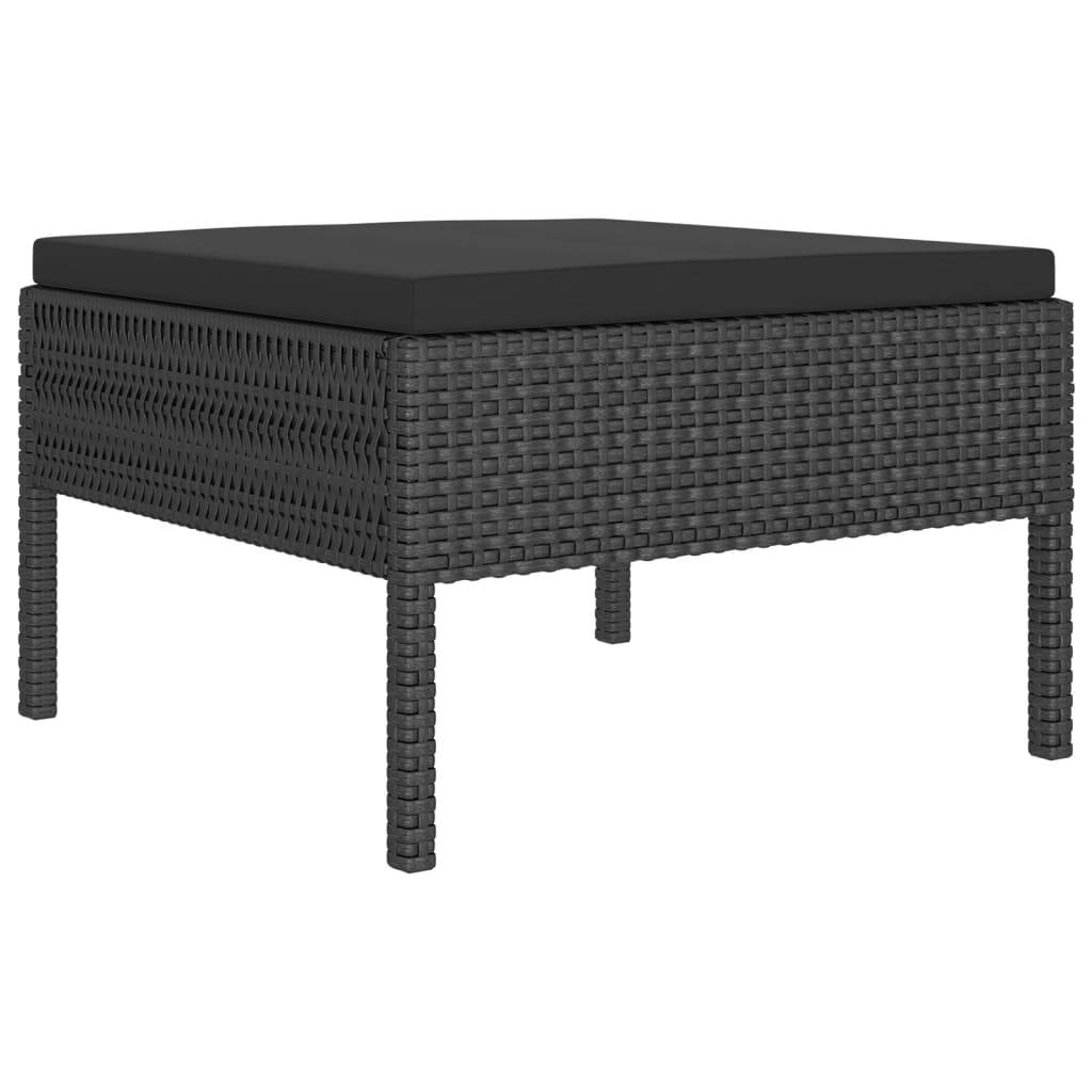 Helloshop26 - Salon de jardin meuble d'extérieur ensemble de mobilier 9 pièces avec coussins résine tressée noir - Image 4