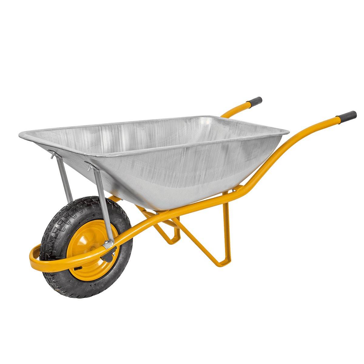 Brouette de chantier 85 Litres Galvanisée Caisse carrée Roues gonflées VITO - Image 1