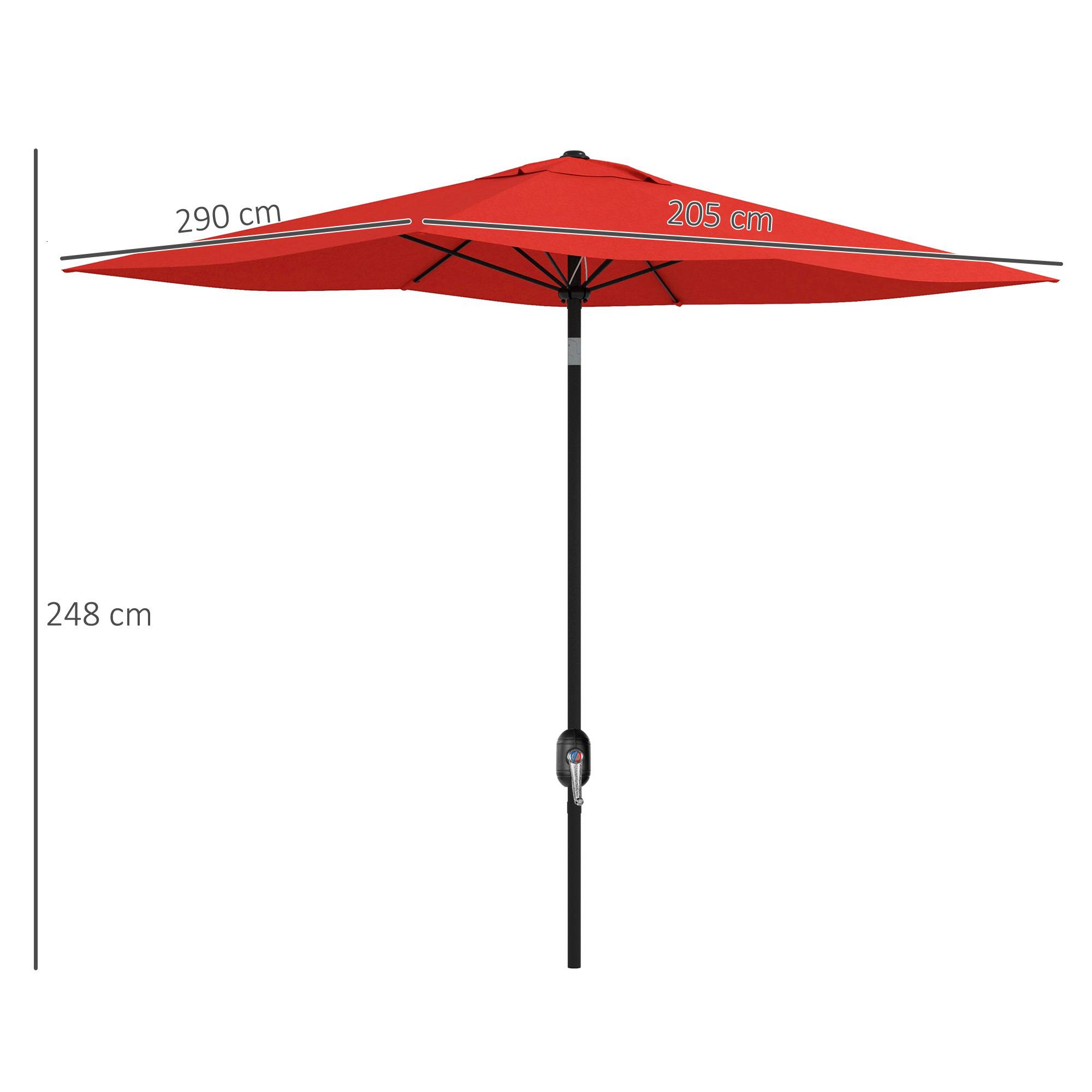 Parasol rectangulaire inclinable 2x3 m avec manivelle polyester - 290x200x248cm Aluminium Rouge fr352 - Image 5