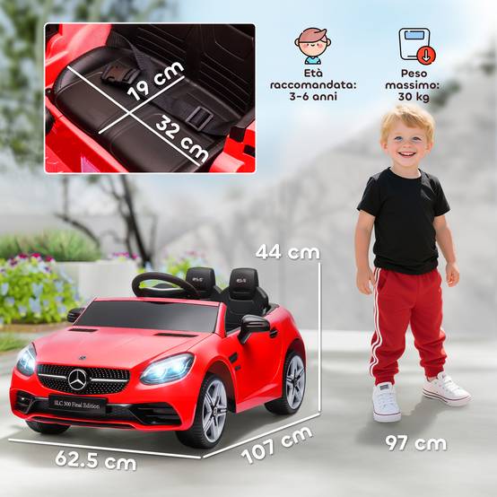 Sans Marque - Voiture électrique Mercedes SLC 300 licence officielle enfants télécommande polypropylène métal 107x62,5x44 cm rouge - Image 5
