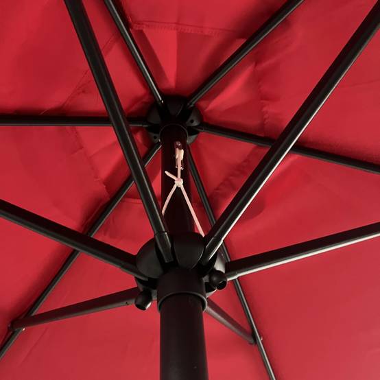 Parasol droit HAPUNA rond 2,70m de diamètre rouge - HAPPY GARDEN - Image 5