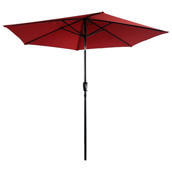 Parasol droit HAPUNA rond 2,70m de diamètre rouge - HAPPY GARDEN - Image 1