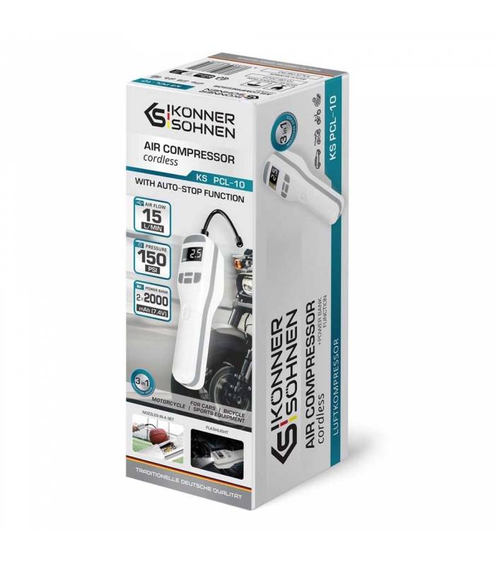 Compresseur d'air à batterie 10 bars, Manomètre digital - Könner Söhnen KS PCL-10 - Image 4