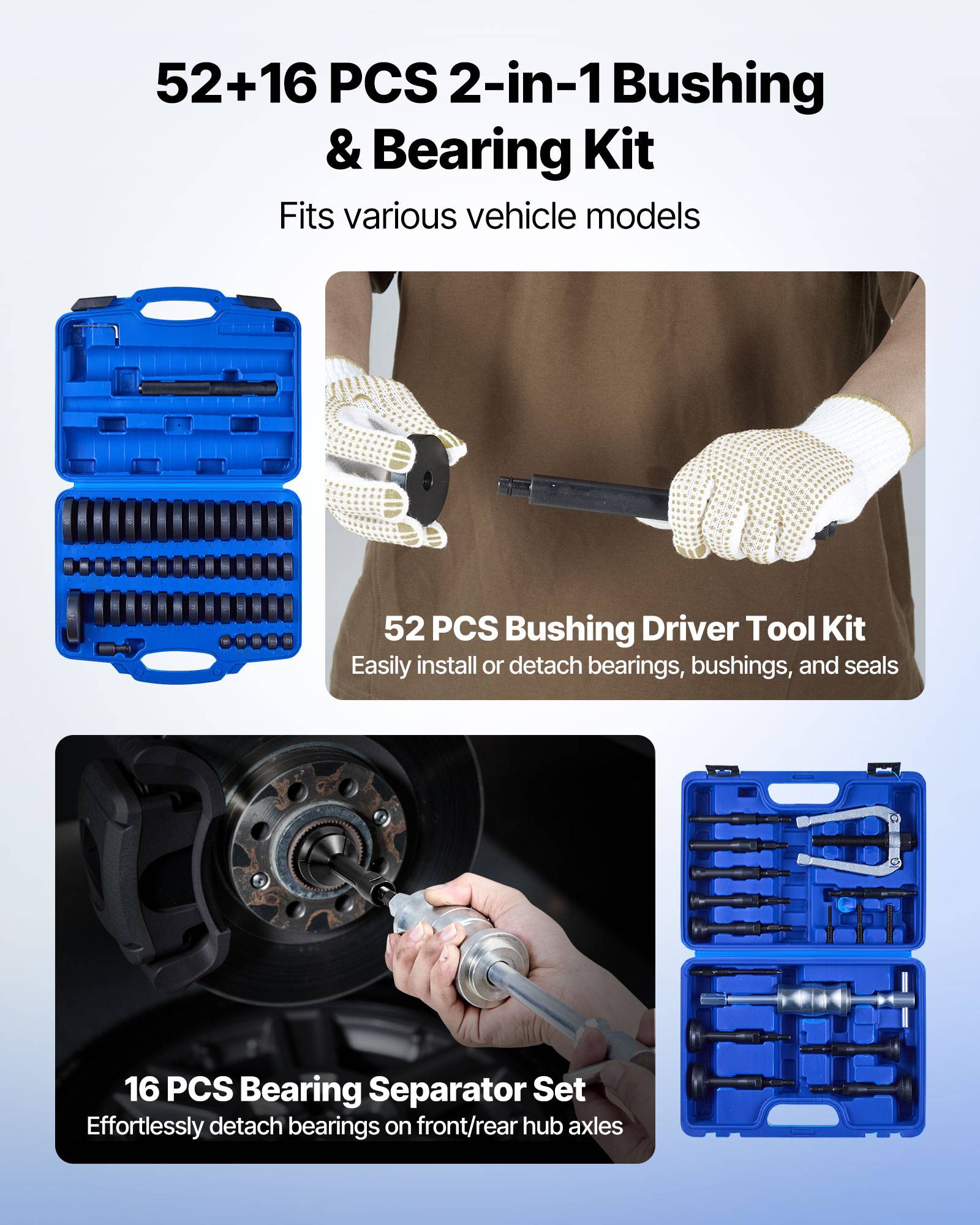 Vevor - Vevor Kit De Demontage Et Montage Joints Roulements Et Bagues Coffret 52+16pcs - Image 2