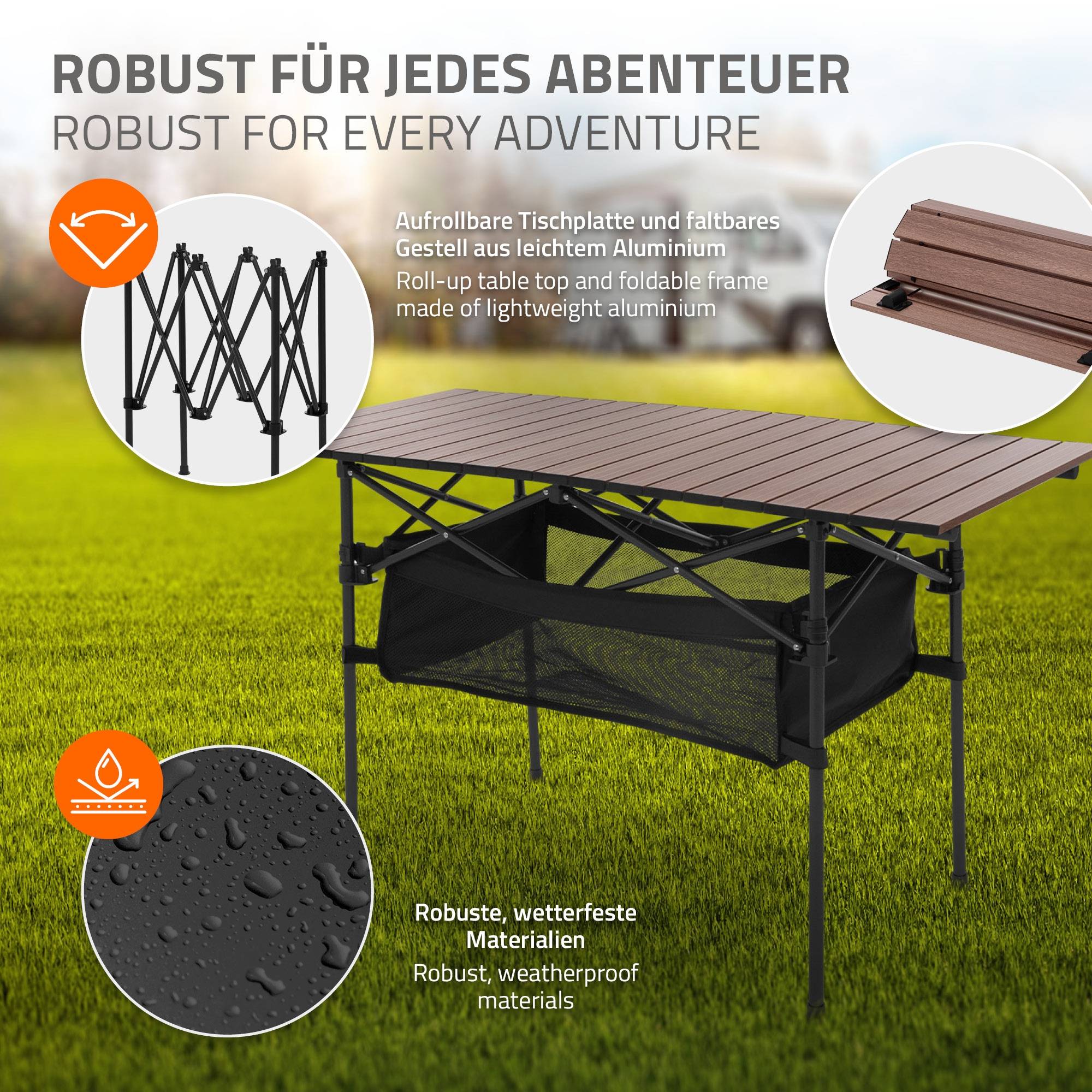 Table De Camping Pliante Ecd-Germany - Aluminium Beige 118x55x64.5cm - Avec Sac