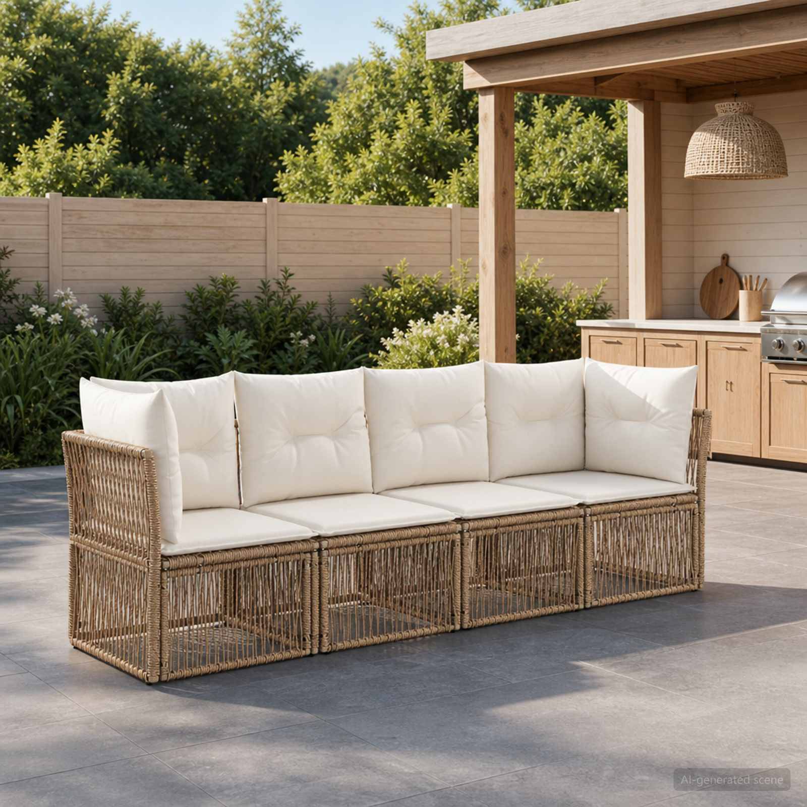 Vidaxl - Ensemble de canapé de jardin 4 pcs-Salons de jardin 4 place Beige polyrotin 608292 - Image 1