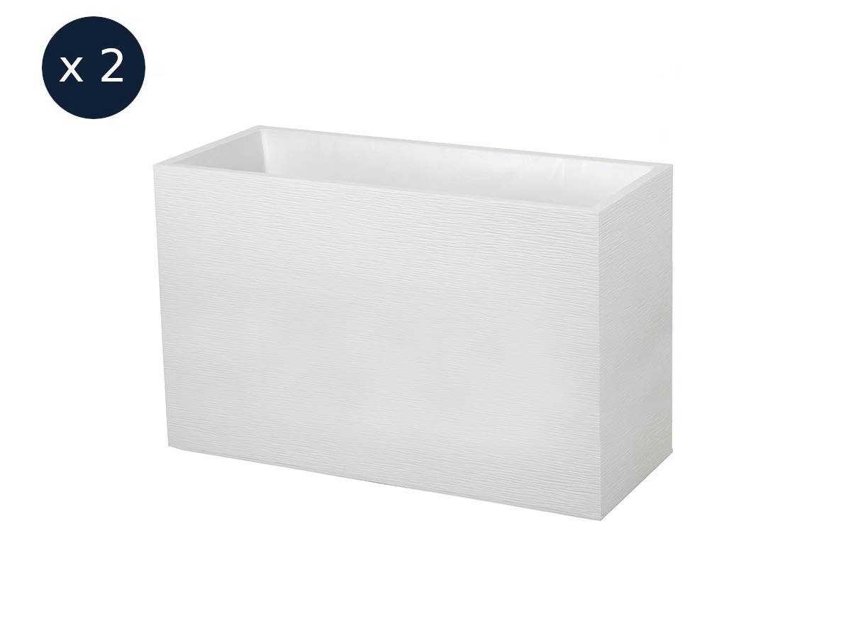 Eda - Lot de 2 Jardinières Muret Graphit 99,5 x 39,5 x 60 cm - 116 L - Blanc cérusé - Eda - Image 1