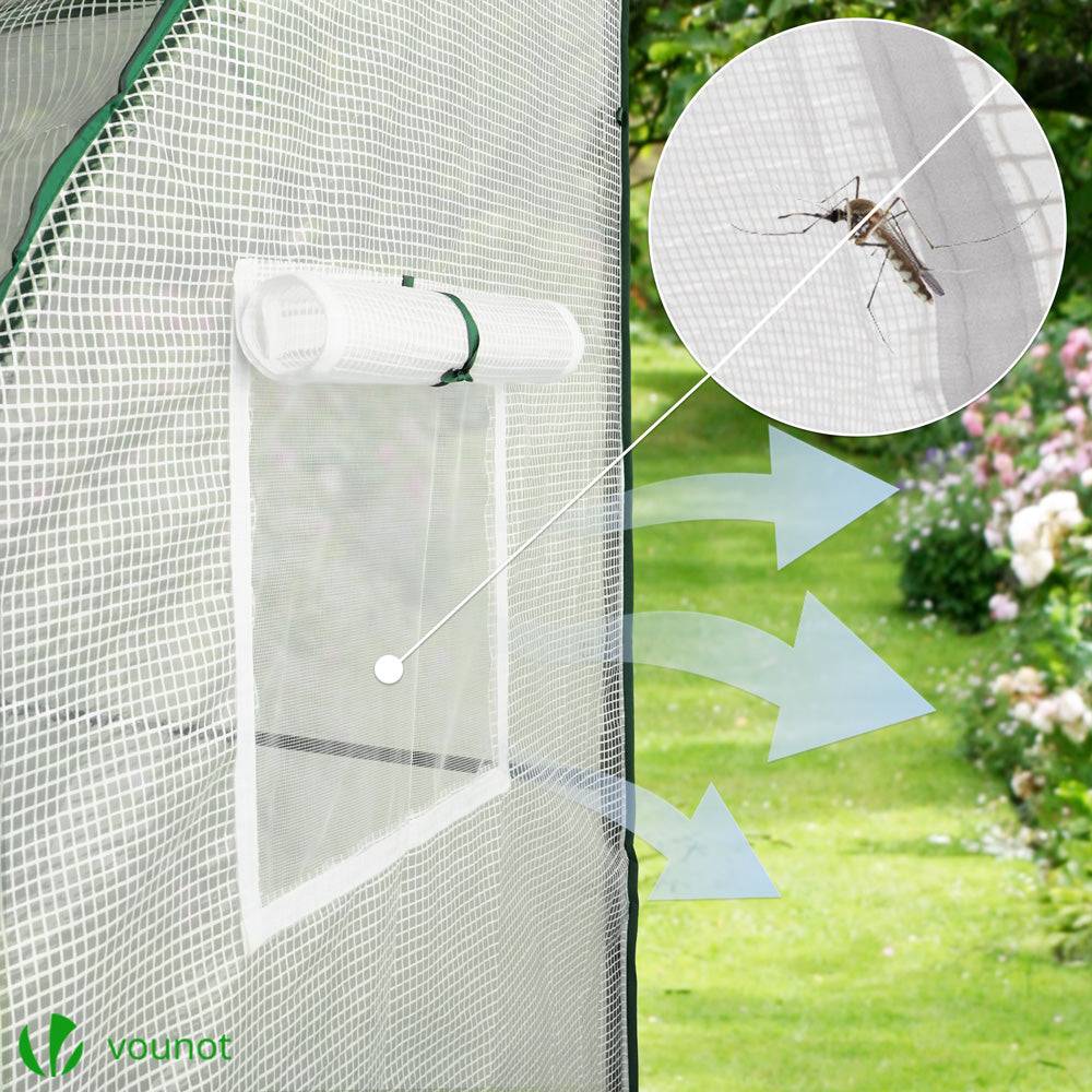 Serre d'hivernage murale adossée 300x100x180cm blanc - Bâche PE imperméable, anti-UV - Balcon, terrasse, jardin - Image 7