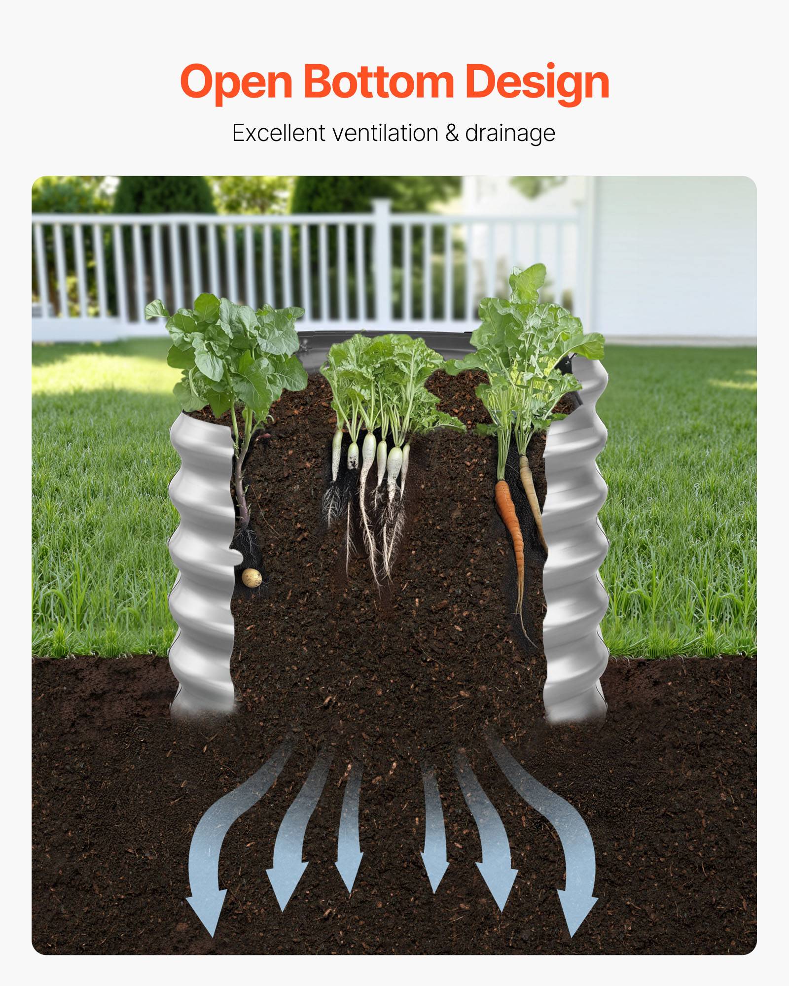 Vevor - VEVOR Carré Potager Surélevé Métal Galvanisé Lit Jardin 120x60x60 cm Argenté - Image 6