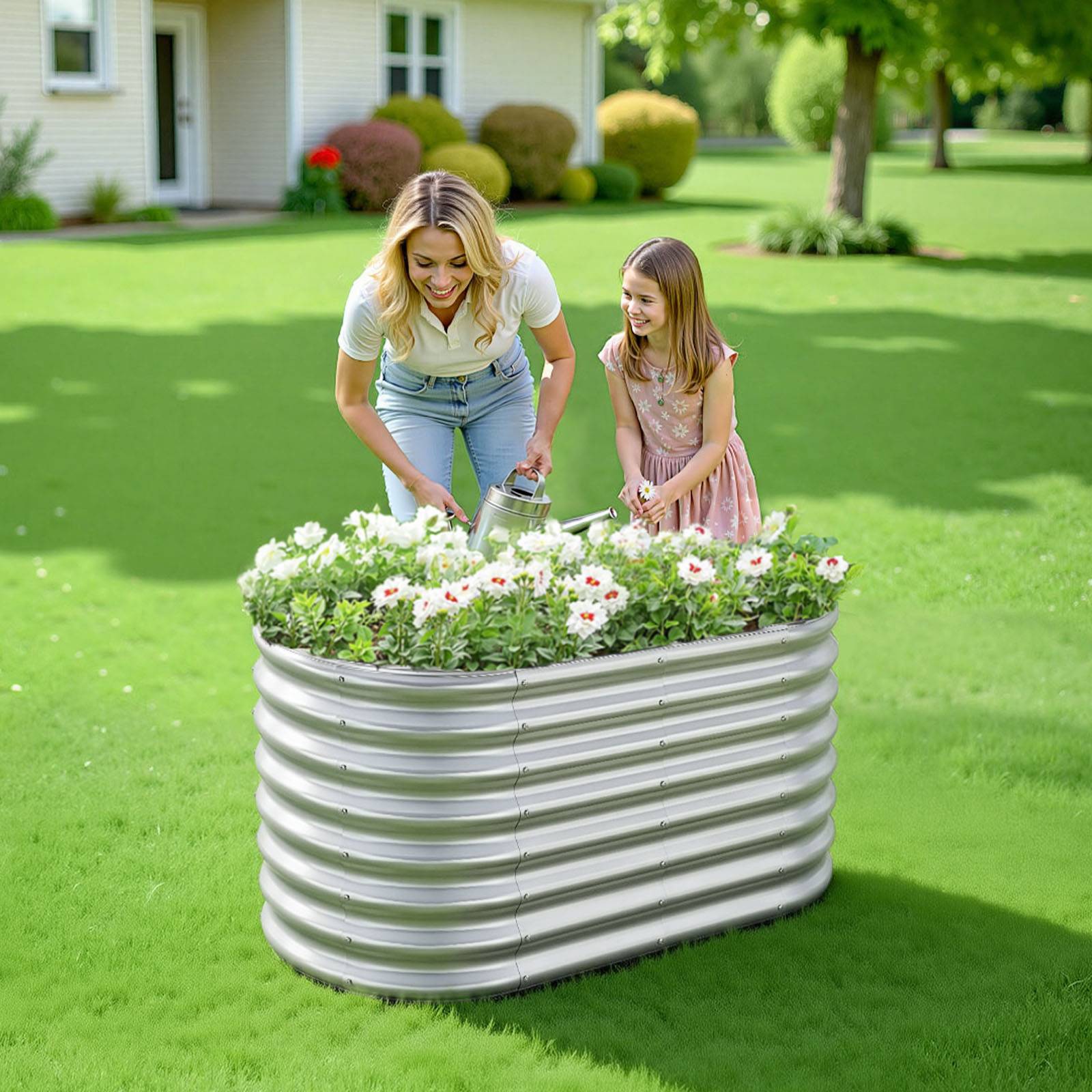 Vevor - VEVOR Carré Potager Surélevé Métal Galvanisé Lit Jardin 120x60x60 cm Argenté - Image 8