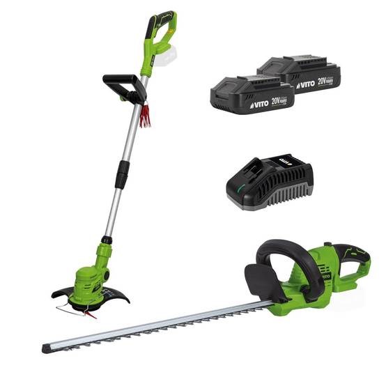 Vito - Pack 2 outils 20V Coupe Bordure + Taille Haies + 2 Batteries Lithium 2.0Ah + Jeu de 20 lames + Chargeur VITO - Image 1