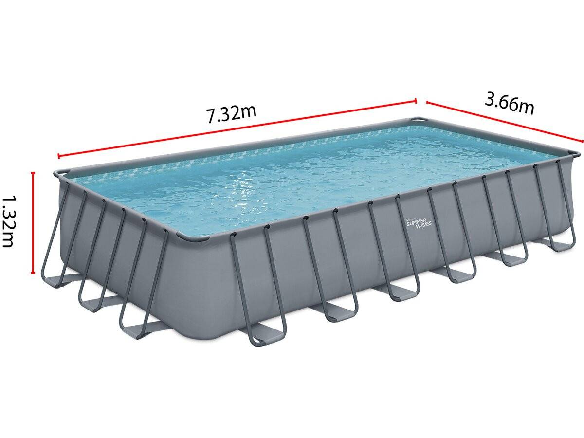 Piscine Tubulaire Grise - "ludo 5" - 7.32 X 3.66 X 1.32 M - Filtration à  Sable 5,7m3/h -habitat Et Jardin - Image 4