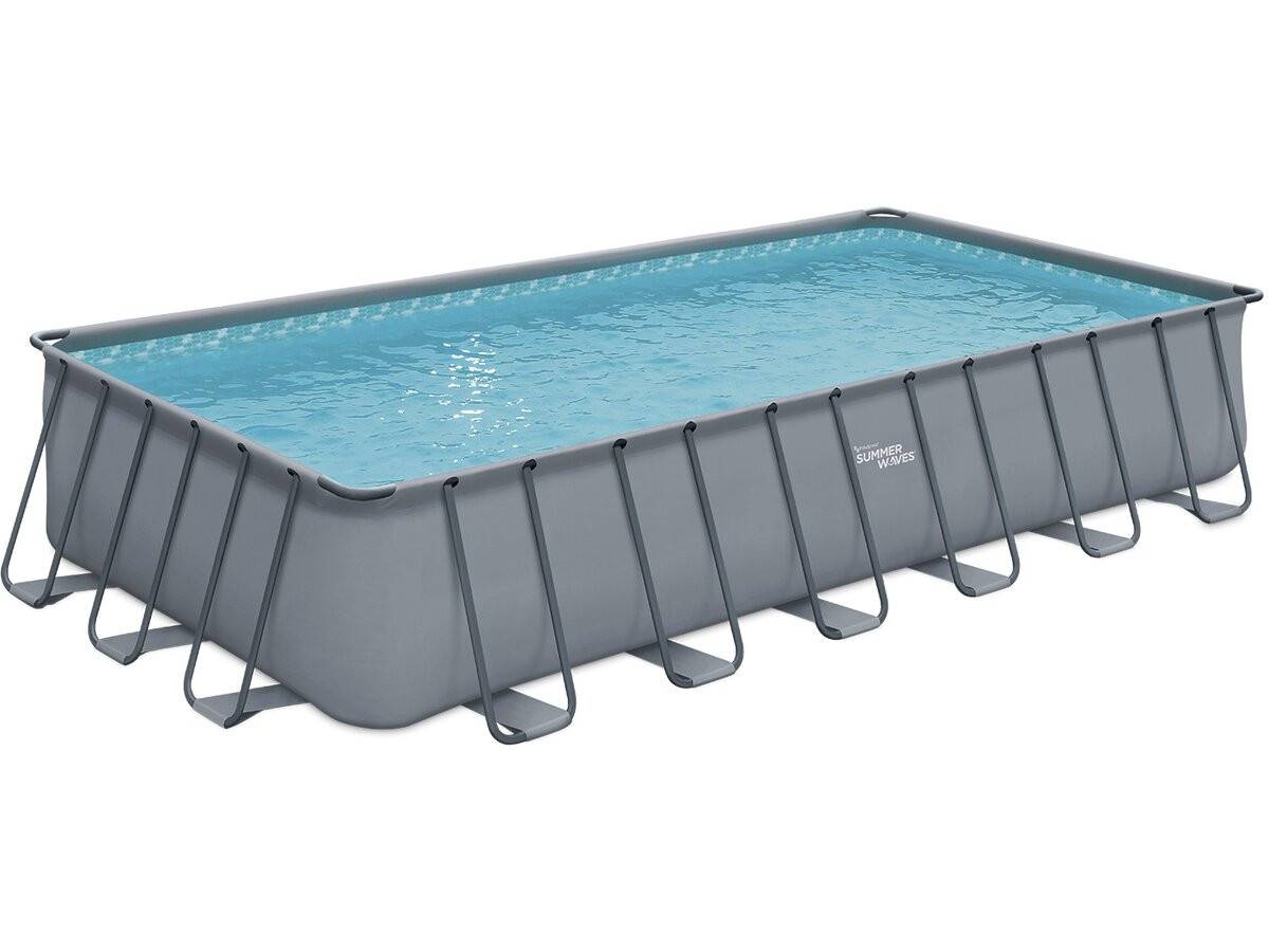 Piscine Tubulaire Grise - "ludo 5" - 7.32 X 3.66 X 1.32 M - Filtration à  Sable 5,7m3/h -habitat Et Jardin - Image 1
