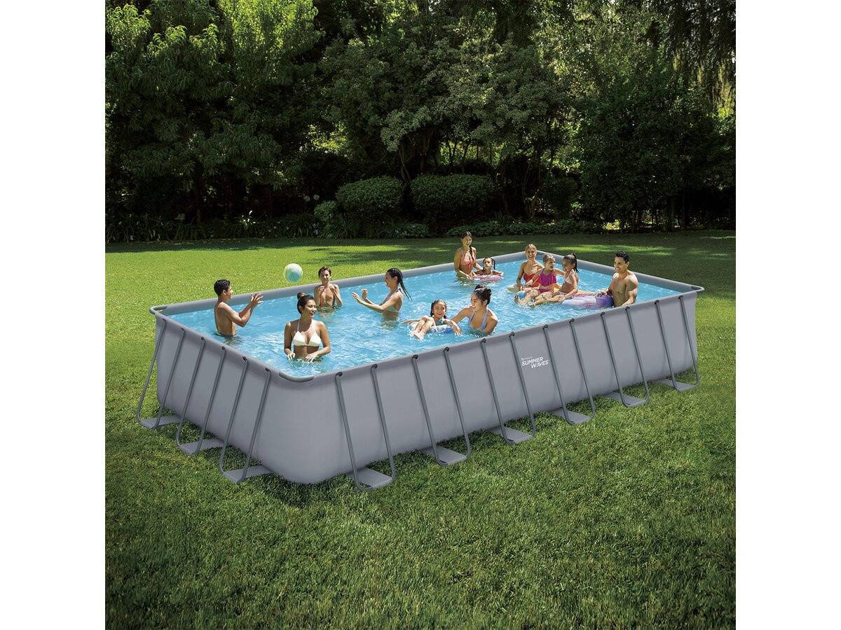Piscine Tubulaire Grise - "ludo 5" - 7.32 X 3.66 X 1.32 M - Filtration à  Sable 5,7m3/h -habitat Et Jardin - Image 2