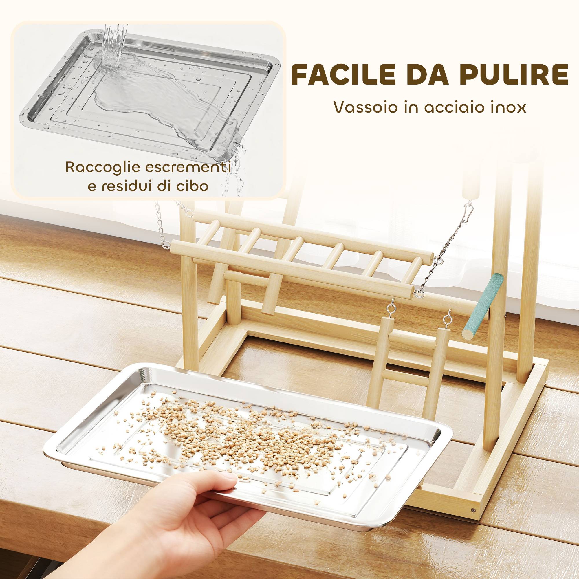 ComfortXL - Perchoir pour perroquets bois naturel aire de jeux 4 niveaux avec plateau - ComfortXL Outdoor Living - Image 8