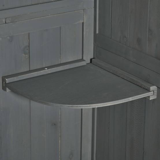 ComfortXL - Armoire de jardin en bois 77 x 54,2 x 179 cm gris et vert rangement outils avec toit à deux pentes et aération - Image 8