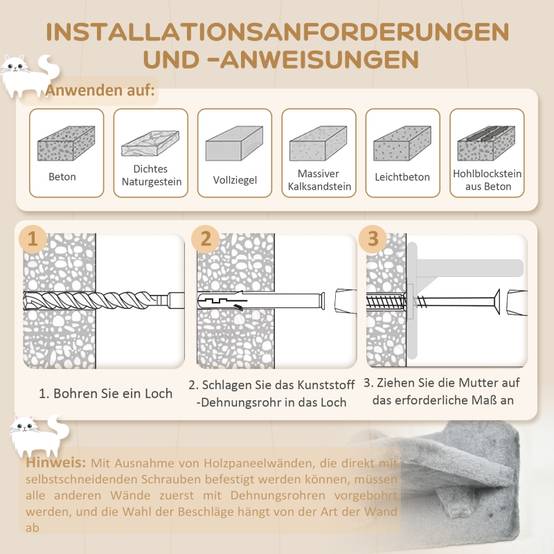 Set Parcours Mural Chat 4 Pièces Sisal Griffoir Hamac Jeu Repos Gris - ComfortXL Pet Living - Image 6