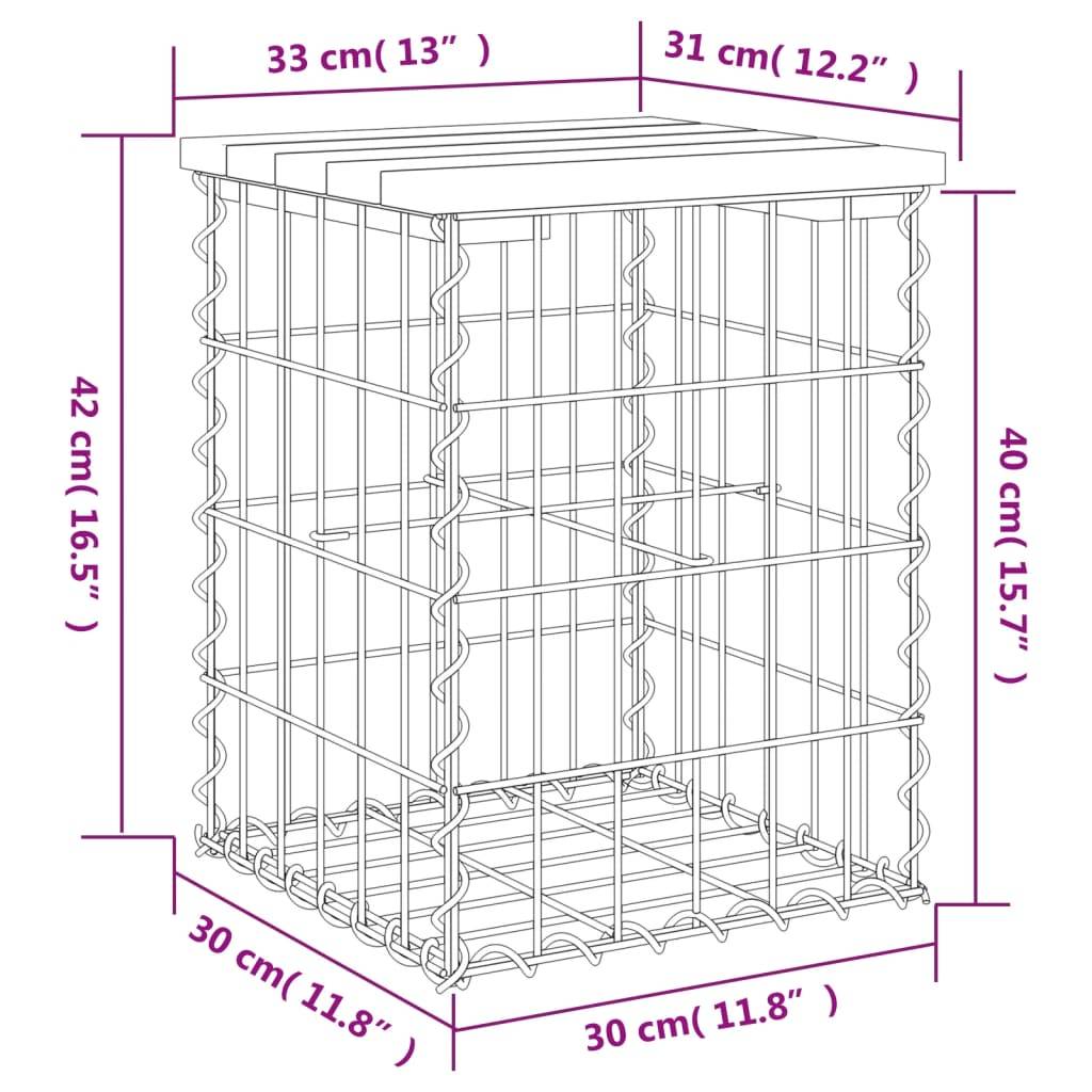 Maison Chic - Banc de jardin - Banc d'extérieur - Banquette design gabion 33x31x42 cm bois massif de douglas - Image 8